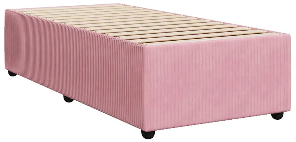 vidaXL Κρεβάτι Boxspring με Στρώμα Ροζ 80 x 200 εκ. Βελούδινο