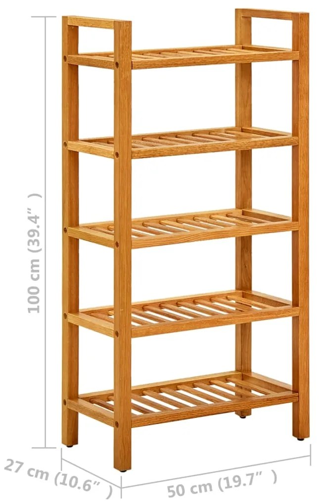 vidaXL Παπουτσοθήκη με 5 Ράφια 50 x 27 x 100 εκ. από Μασίφ Ξύλο Δρυός