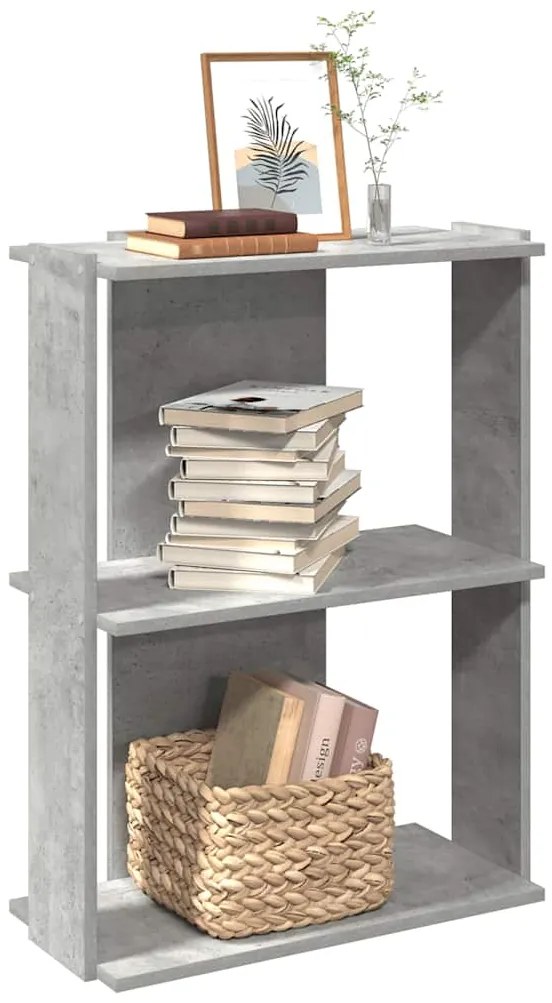 vidaXL Βιβλιοθήκη 3 επιπέδων Μπετόν Γκρι 60x30x80 cm Ξύλινη κατασκευή