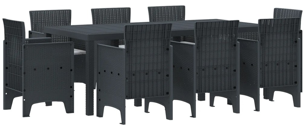 vidaXL Σετ Σερβίρισμα Κήπου 9 pcs Ανθρακί Συνθετικό Ρατάν Ρητίνης