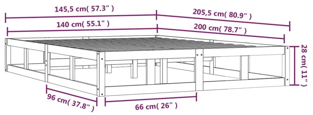 ΠΛΑΙΣΙΟ ΚΡΕΒΑΤΙΟΥ ΛΕΥΚΟ 140 X 200 ΕΚ. ΑΠΟ ΜΑΣΙΦ ΞΥΛΟ 820797