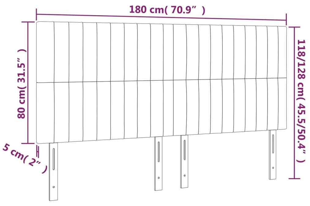 vidaXL Κεφαλάρι Κρεβατιού LED Σκούρο Γκρι 180x5x118/128εκ. Υφασμάτινο