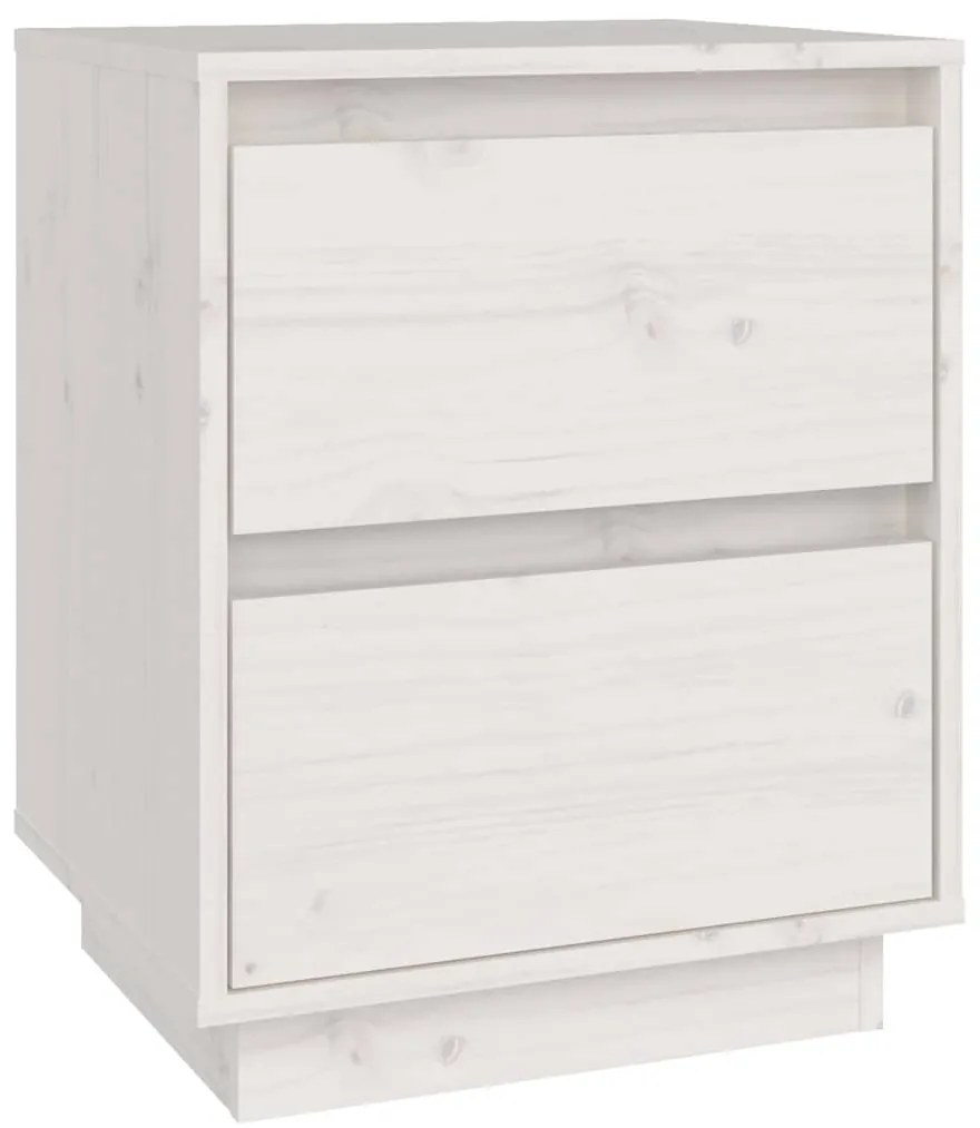vidaXL Κομοδίνα 2 τεμ. Λευκά 40 x 35 x 50 εκ. από Μασίφ Ξύλο Πεύκου