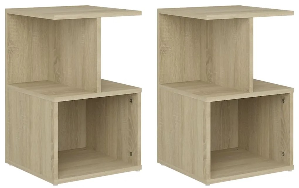 vidaXL Κομοδίνα 2 τεμ. Sonoma Δρυς 35 x 35 x 55 εκ. από Επεξ. Ξύλο