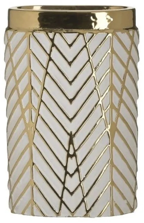 Βάζο Κεραμικό 3-70-619-0036 14x8x23cm White-Gold Inart Ceramic