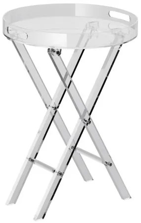 VEVOR Acrylic Folding Tray Table, Acrylic End Table with Folding X Leg, Clear Acrylic Side Table for Coffee, Drink, Food, Snack used in Living Room, Bedroom, and Study