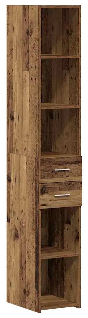 vidaXL Βιβλιοθήκη με συρτάρι Παλιό ξύλο 30 x 42.4 x 185.2 εκ.