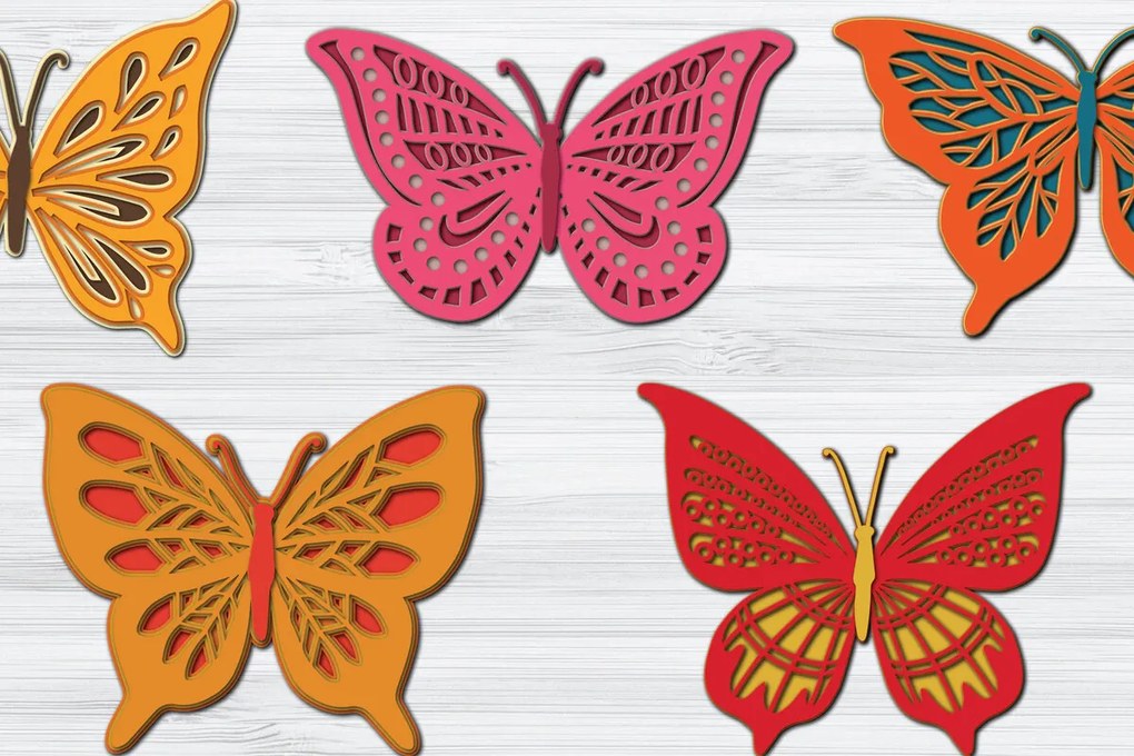 Intra απο ξύλο plywood 3mm-4mm πάχος Τρισδιάστατο Cut Paper Butterfly V.2 Δίασταση 1200x1200 cm INTRAFABR-21930150