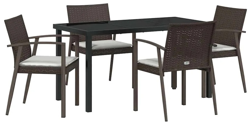 vidaXL Σέτ φαγητού για κήπο 5 pcs Καφέ και Μαύρο Ράτα PE