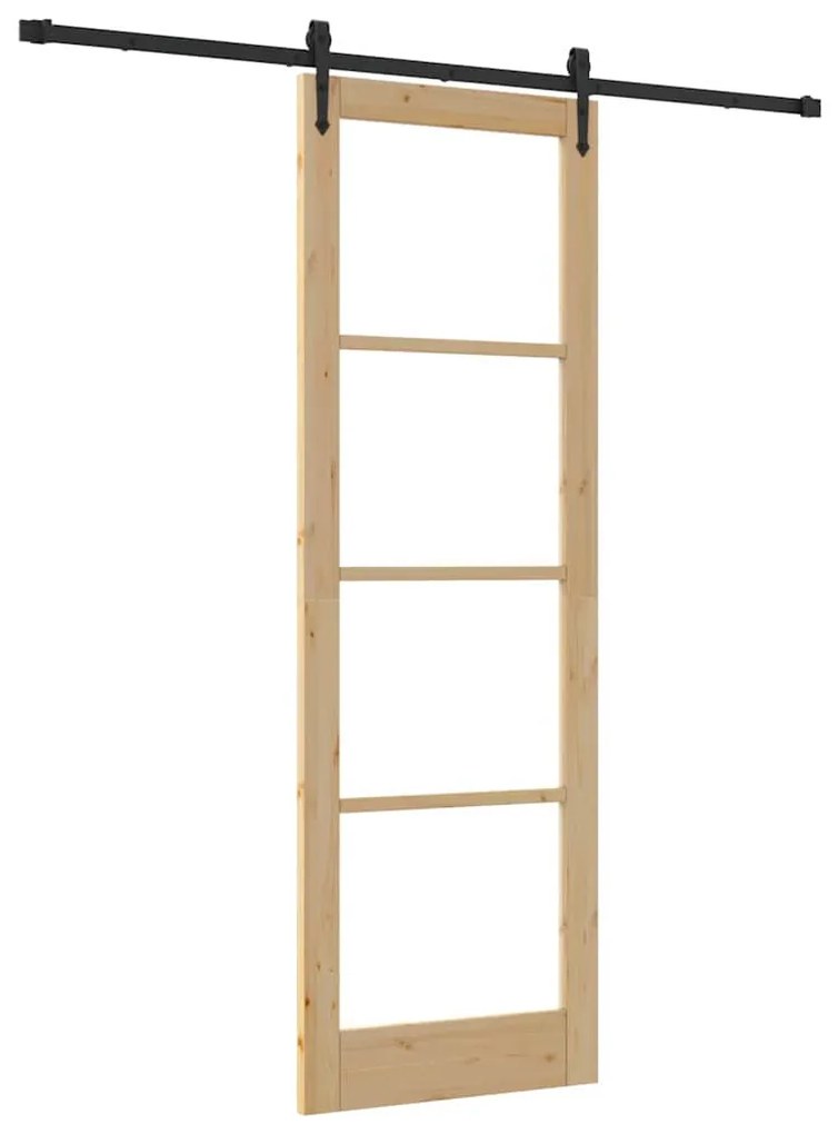 vidaXL Συρόμενη Πόρτα Χειροκίνητος Καφέ 78 x 232 cm Ξύλο και μέταλλο