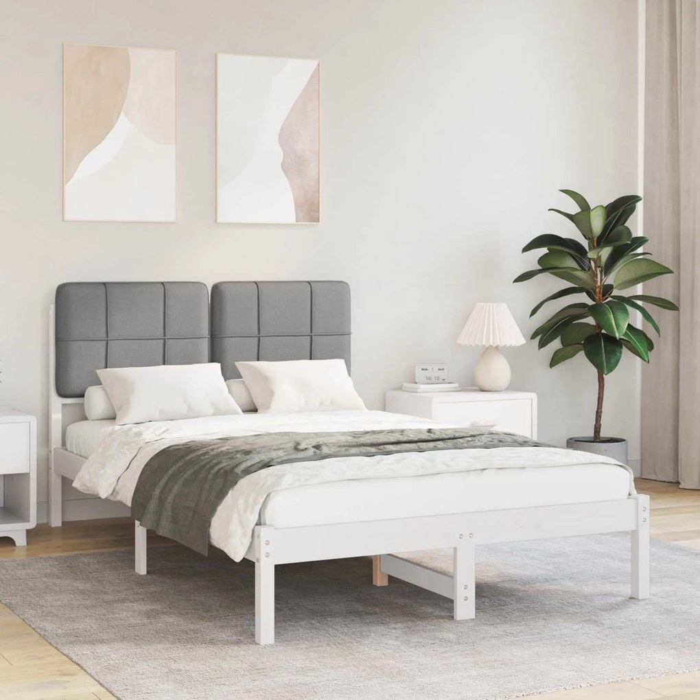 vidaXL Σκελετός Κρεβατιού με Επενδεδυμένο Κεφαλάρι Ανοιχτό γκρι