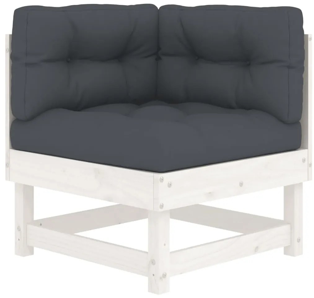 vidaXL Σαλόνι Κήπου Σετ 8 Τεμαχίων Λευκό από Μασίφ Ξύλο με Μαξιλάρια