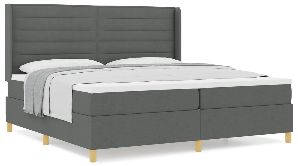 vidaXL Κρεβάτι Box Spring με Στρώμα Σκούρο Γκρι 200x200 εκ. Υφάσματος