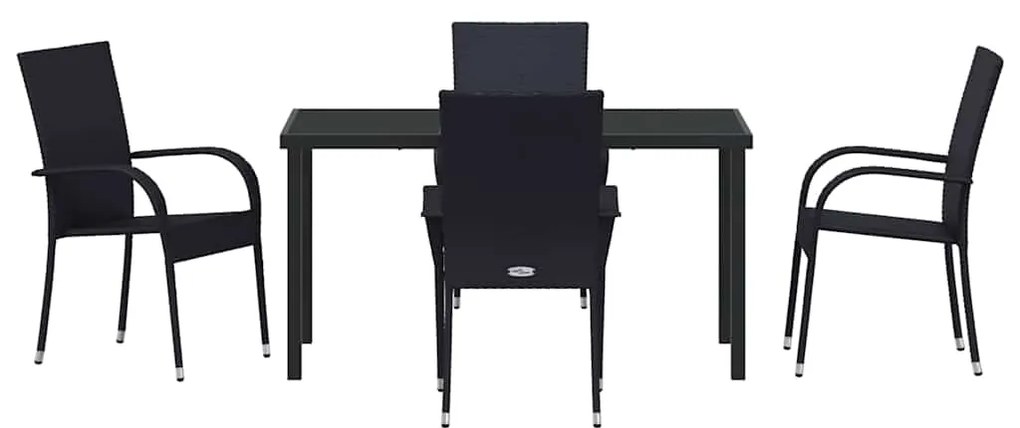 vidaXL Σέτ φαγητού για κήπο 5 pcs Μαύρο Χάλυβας με επίστρωση πούδρας