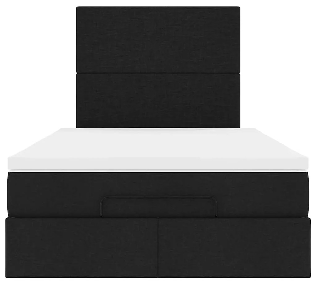 vidaXL Οθωμανικό κρεβάτι με στρώμα Μαύρο 120x190 cm Ύφασμα