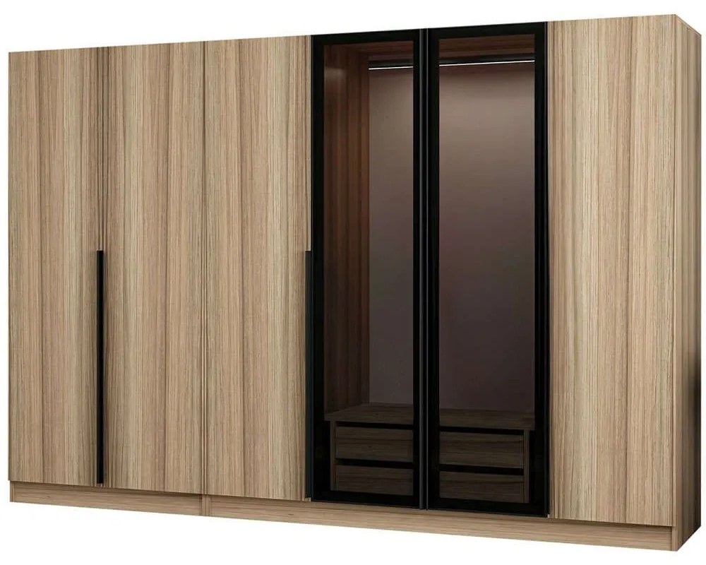 Ντουλάπα Εξάφυλλη Kale Plus 506MNR2857 270x52x210cm Oak-Black Εξάφυλλη