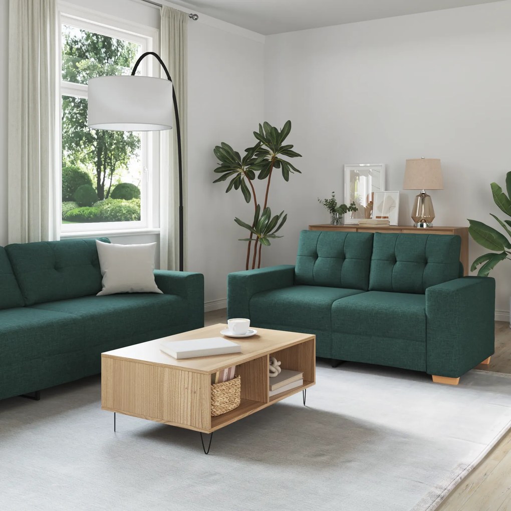 vidaXL Σετ Καναπέ με μαξιλάρι με μαξιλάρι 3 pcs Σκούρο Πράσινο ύφασμα