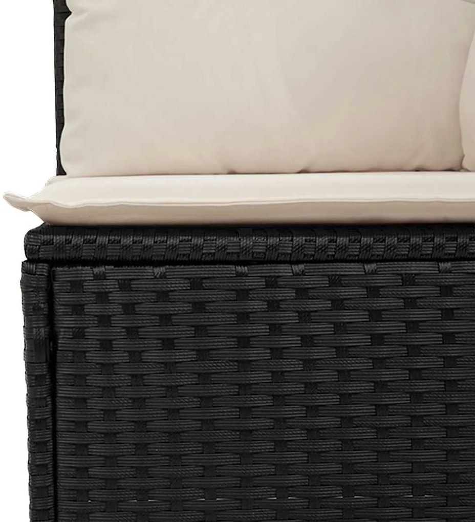 vidaXL Παγκάκι κήπου με μαξιλάρι Μαύρο και Κρεμ Λευκό συνθετικό ρατάν