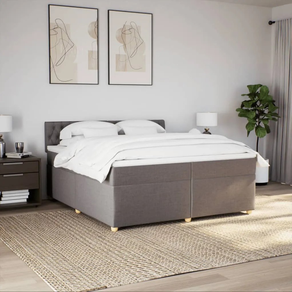 vidaXL Κρεβάτι Boxspring με Στρώμα Taupe 200x200 εκ. Υφασμάτινο