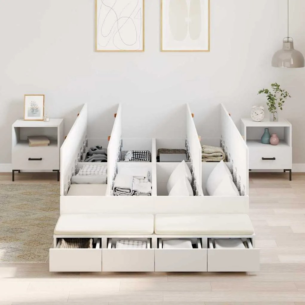 vidaXL Κρεβάτι με αποθηκευτικό χώρο Λευκό 236.5 x 120 x 31.5 εκατοστά