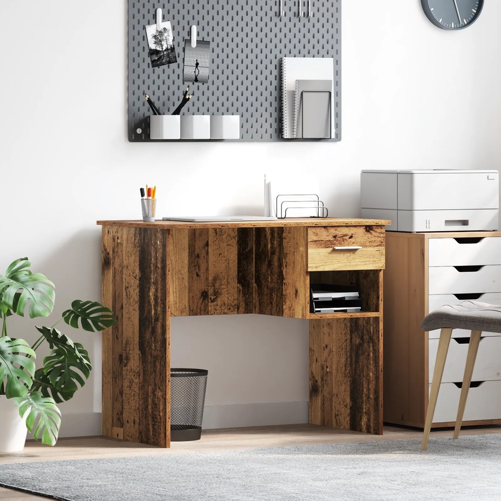 vidaXL Γραφείο με Αποθήκευση Παλιού Ξύλου 90x49.5x75 εκ. Επεξεργασμένο ξύλο