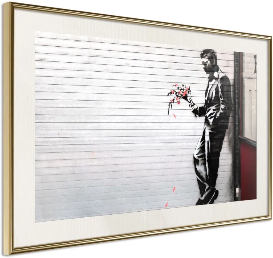 Αφίσα - Banksy: Waiting in Vain - 45x30 - Χρυσό - Με πασπαρτού