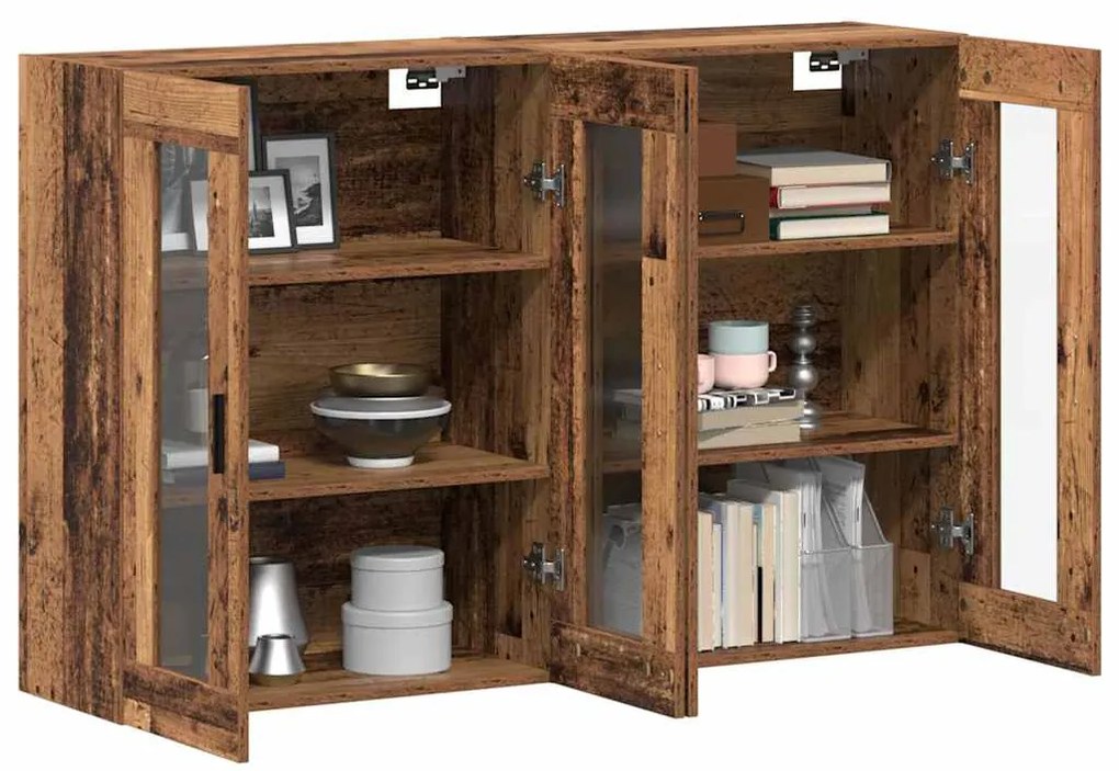 vidaXL Ντουλάπια Τοίχου 2 pcs Παλαιό ξύλο 69.5 x 34 x 90 εκ.