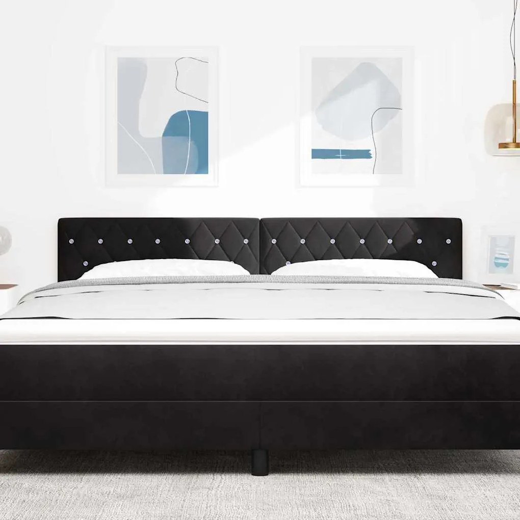 vidaXL Κεφαλάρι LED με φώτα λωρίδας LED Argyle Μαύρο 90 cm Βελούδο