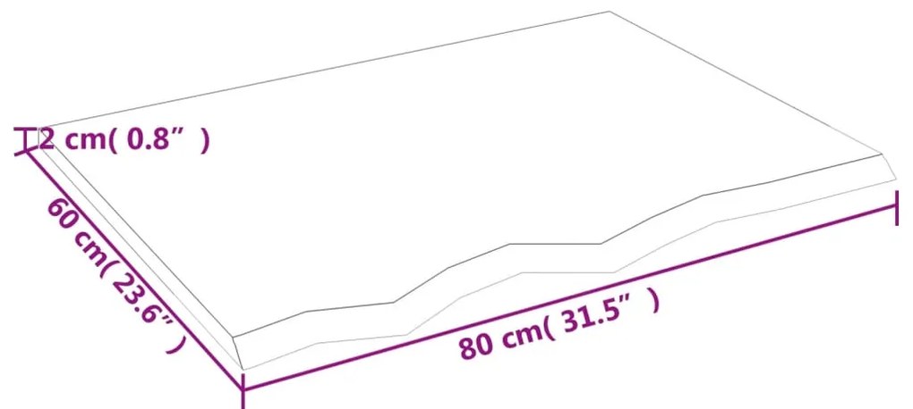 vidaXL Πάγκος Μπάνιου Σκούρο Καφέ 80x60x2 εκ. Επεξ. Μασίφ Ξύλο