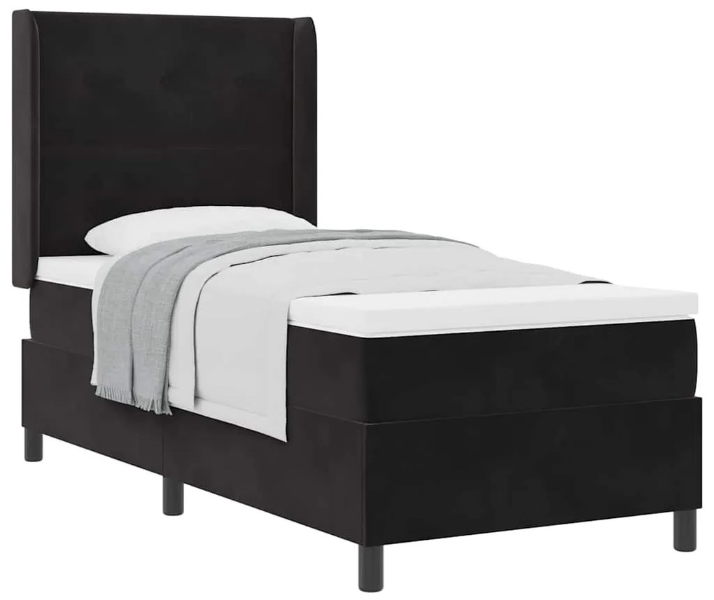 vidaXL Κρεβάτι με ελατήρια με κεφαλάρι Μαύρο 80 x 200 cm Βελούδο