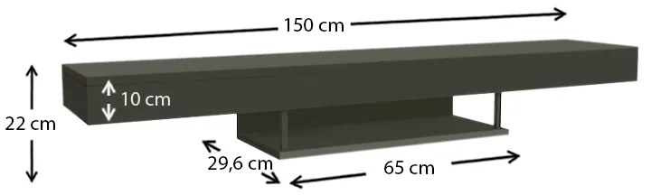 Έπιπλο τηλεόρασης επιτοίχιο Albares Megapap με LED χρώμα ανθρακί 150x29,6x22εκ.
