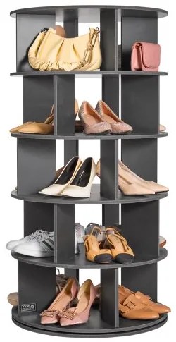 VEVOR 5-Tier Rotating Shoe Rack Tower 360° Spinning Shoe Display Carousel Black