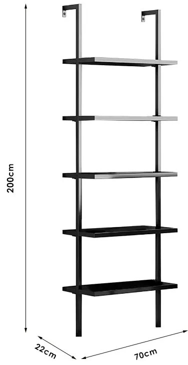 Ραφιέρα τοίχου Harris pakoworld σε μαύρη απόχρωση 60x22x200εκ (1 τεμάχια)