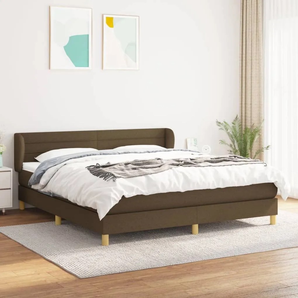 ΚΡΕΒΑΤΙ BOXSPRING ΜΕ ΣΤΡΩΜΑ ΣΚΟΥΡΟ ΚΑΦΕ 160X200 ΕΚ ΥΦΑΣΜΑΤΙΝΟ 3126896