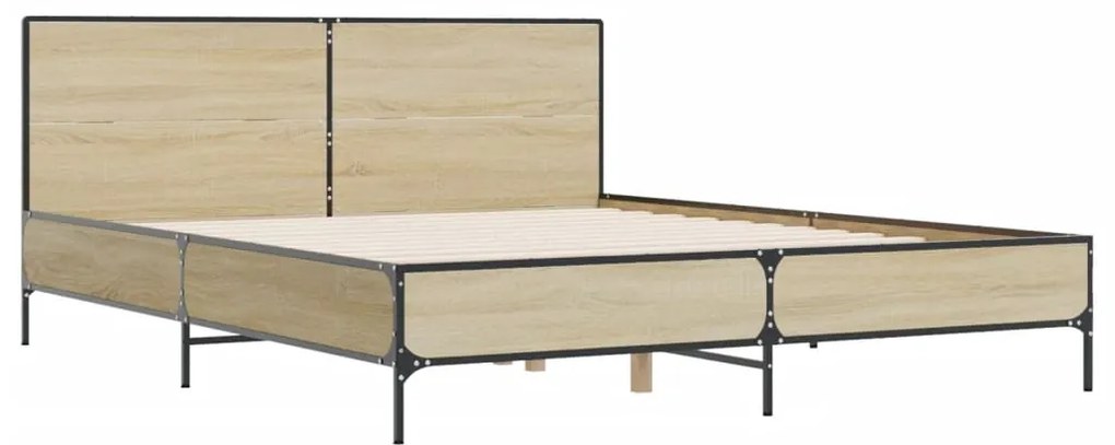 vidaXL Πλαίσιο Κρεβατιού Sonoma Δρυς 140x200 εκ. Επεξ. Ξύλο &amp; Μέταλλο