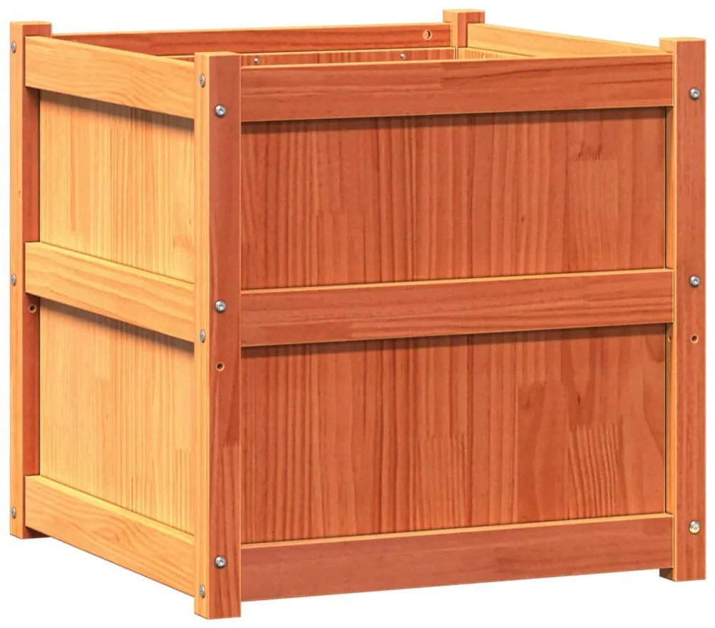 vidaXL Ζαρντινιέρα Καφέ Κεριού 60 x 60 x 60 εκ. από Μασίφ Ξύλο Πεύκου