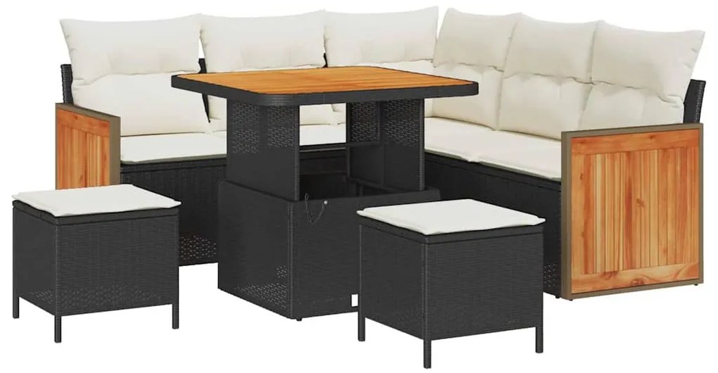 vidaXL Σετ Καναπέ Κήπου 8 pcs Μαύρο και κρεμ 80 x 80 x 71 cm