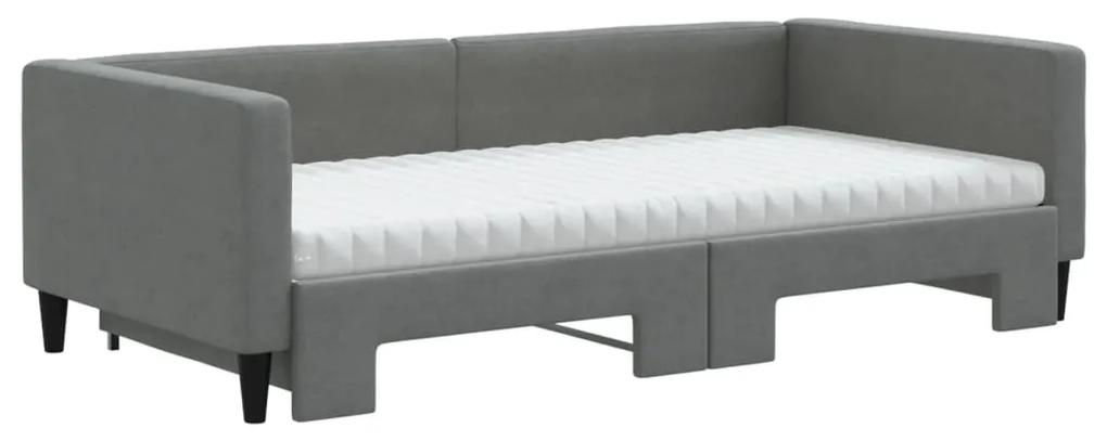 vidaXL Καναπές Κρεβάτι Συρόμενος Σκ. γκρι 100x200εκ. Ύφασμα Στρώματα