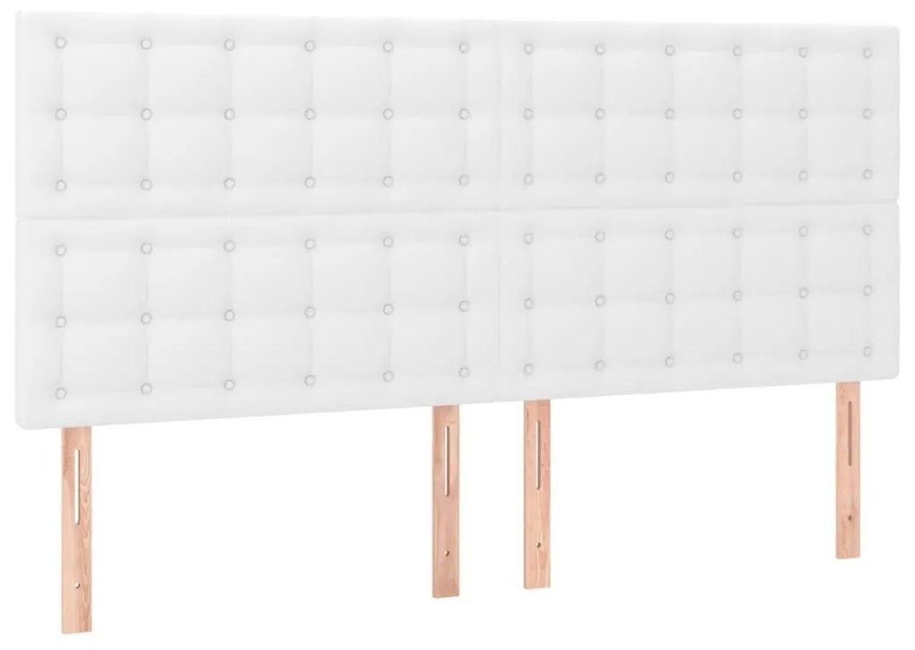 Πλαίσιο Κρεβατιού με Κεφαλάρι Λευκό 200x200 εκ. Συνθετικό Δέρμα - Λευκό