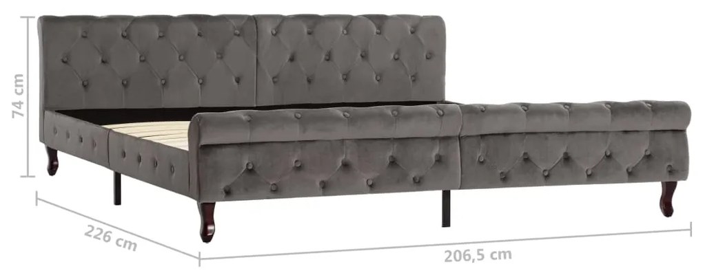 vidaXL Πλαίσιο Κρεβατιού Γκρι 200 x 200 εκ. Βελούδινο