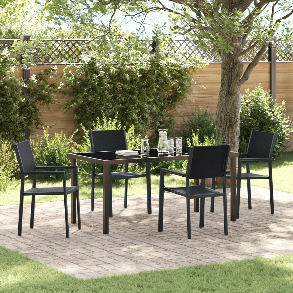 vidaXL Σετ 4 Τεμαχίων Εξωτερικού Δείπνου Μαύρο Πολυ Rattan