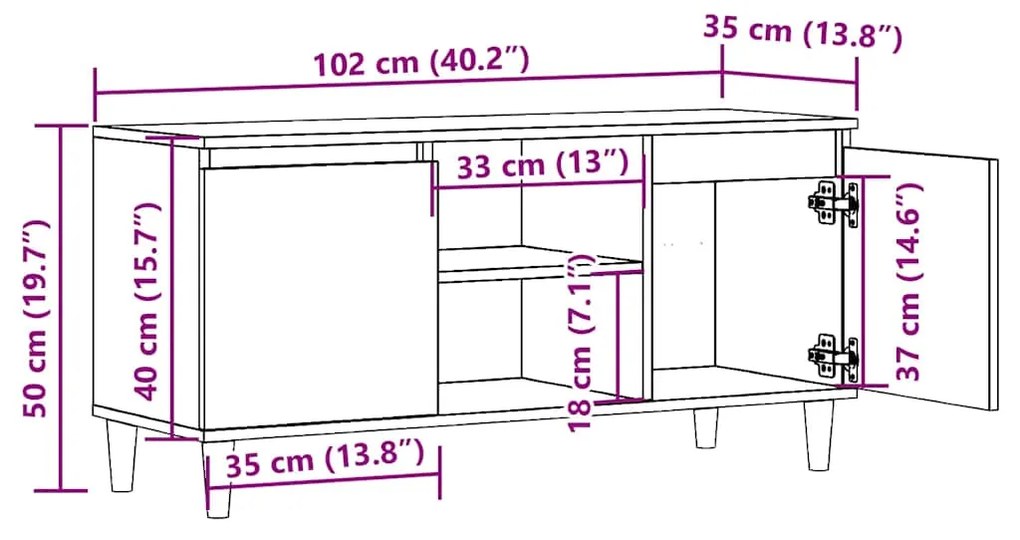 Έπιπλο Τηλεόρασης Παλιό Ξύλο 102x35x50 εκ. από Μοριοσανίδα - Καφέ