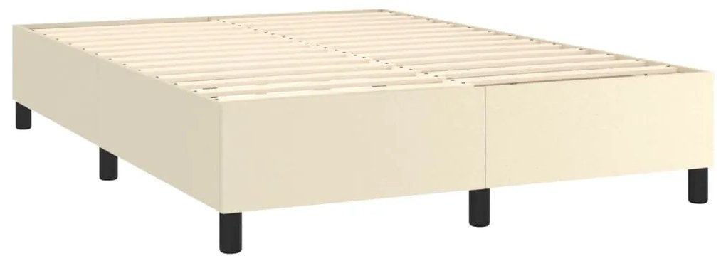 vidaXL Κρεβάτι Boxspring με Στρώμα Κρεμ 140x200εκ. από Συνθετικό Δέρμα