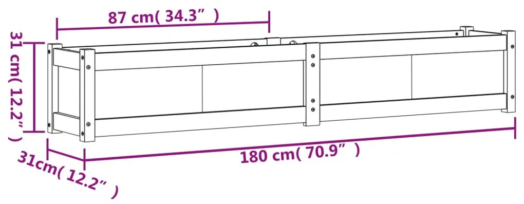 ΖΑΡΝΤΙΝΙΕΡΑ ΛΕΥΚΗ 180 X 31 X 31 ΕΚ. ΑΠΟ ΜΑΣΙΦ ΞΥΛΟ ΠΕΥΚΟΥ 837496