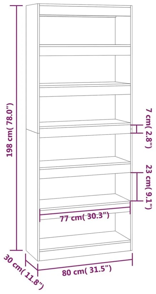 Βιβλιοθήκη/Διαχωρισ. Χώρου Γκρι Σκυρ. 80x30x198 εκ. Επεξ. Ξύλο - Γκρι