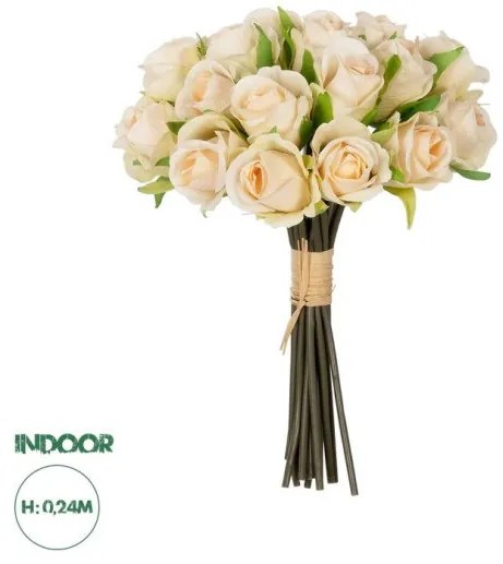 Artificial Garden CHAMPAGNE ROSE BOUQUET 21305 Τεχνητό Διακοσμητικό Μπουκέτο Τριαντάφυλλα Ροζ Y24cm Globostar 21305