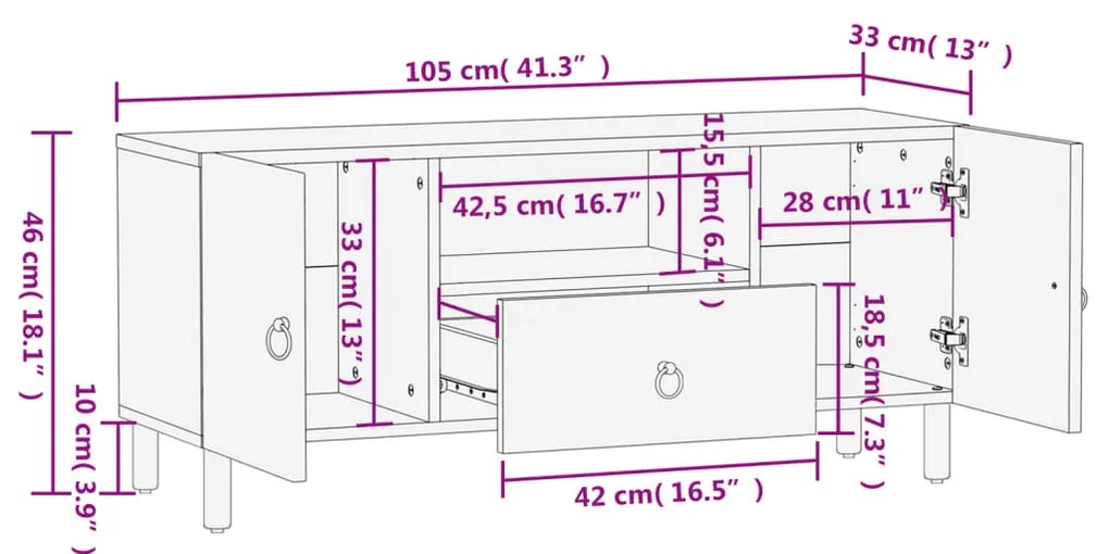 ΈΠΙΠΛΟ ΤΗΛΕΟΡΑΣΗΣ 105 X 33 X 46 ΕΚ. ΑΠΟ ΜΑΣΙΦ ΞΥΛΟ ΜΑΝΓΚΟ 358226