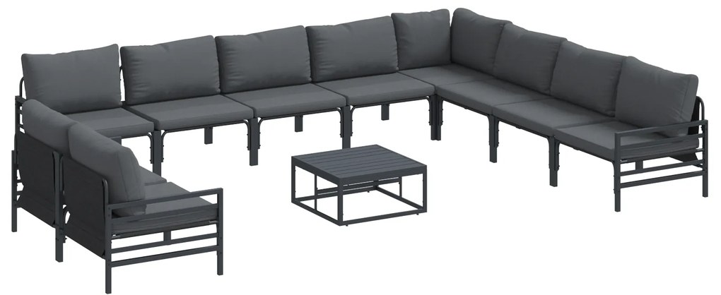 vidaXL Σετ Καναπέ Κήπου 11 pcs Ανθρακί Ατσάλι