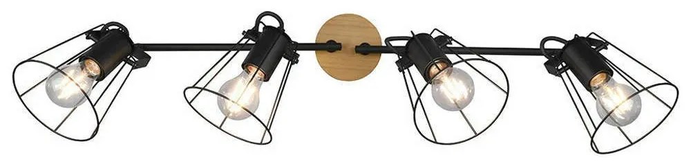 Φωτιστικό Οροφής - Σποτ Jaipur R80614032 4xE27 60W 83x31cm Natural-Black RL Lighting Metal,Wood