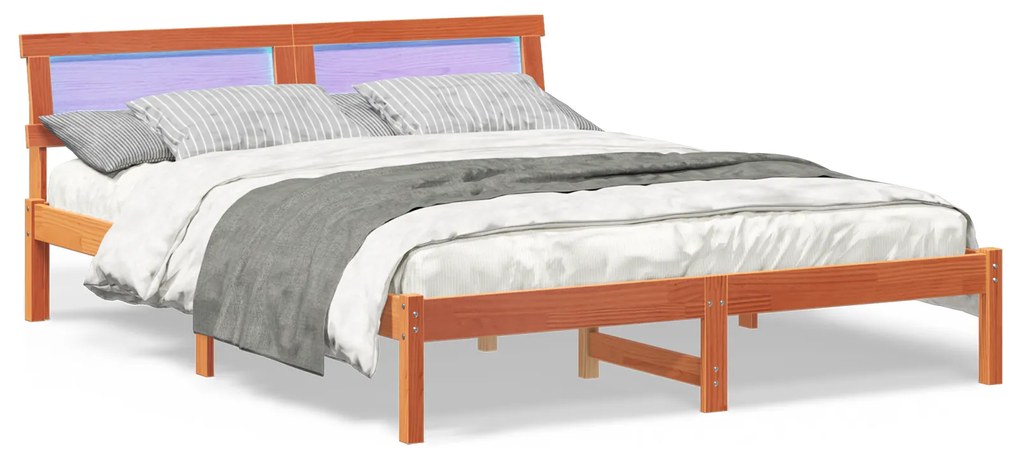 vidaXL Σκελετός Κρεβατιού Καφέ κεριού 160 x 200 cm Ξύλο πεύκου